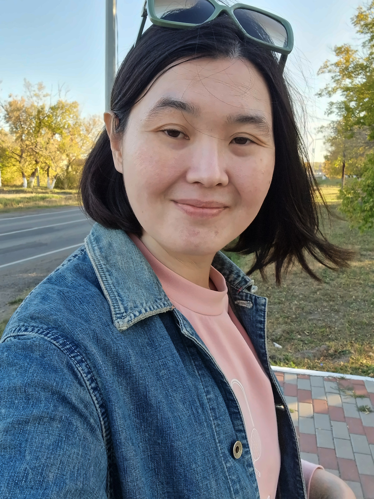 A member of the team by the roadside on an autumn afternoon